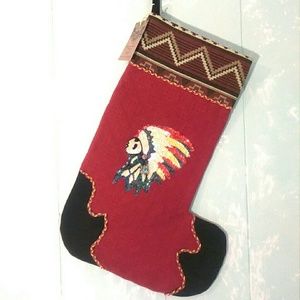 🌲CHRISTMAS STOCKING Sequin INDIAN Warrior